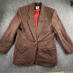 Harrison Kent Vintage Blazer Multi Color Diagonal Weave Single Button Jacket 16